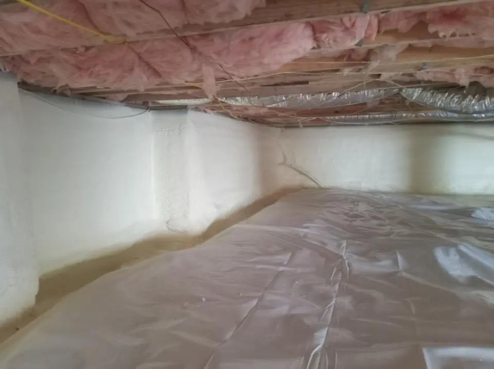 Crawl space encapsulation with closed-cell spray foam for Flat Roof Repair in Glocester